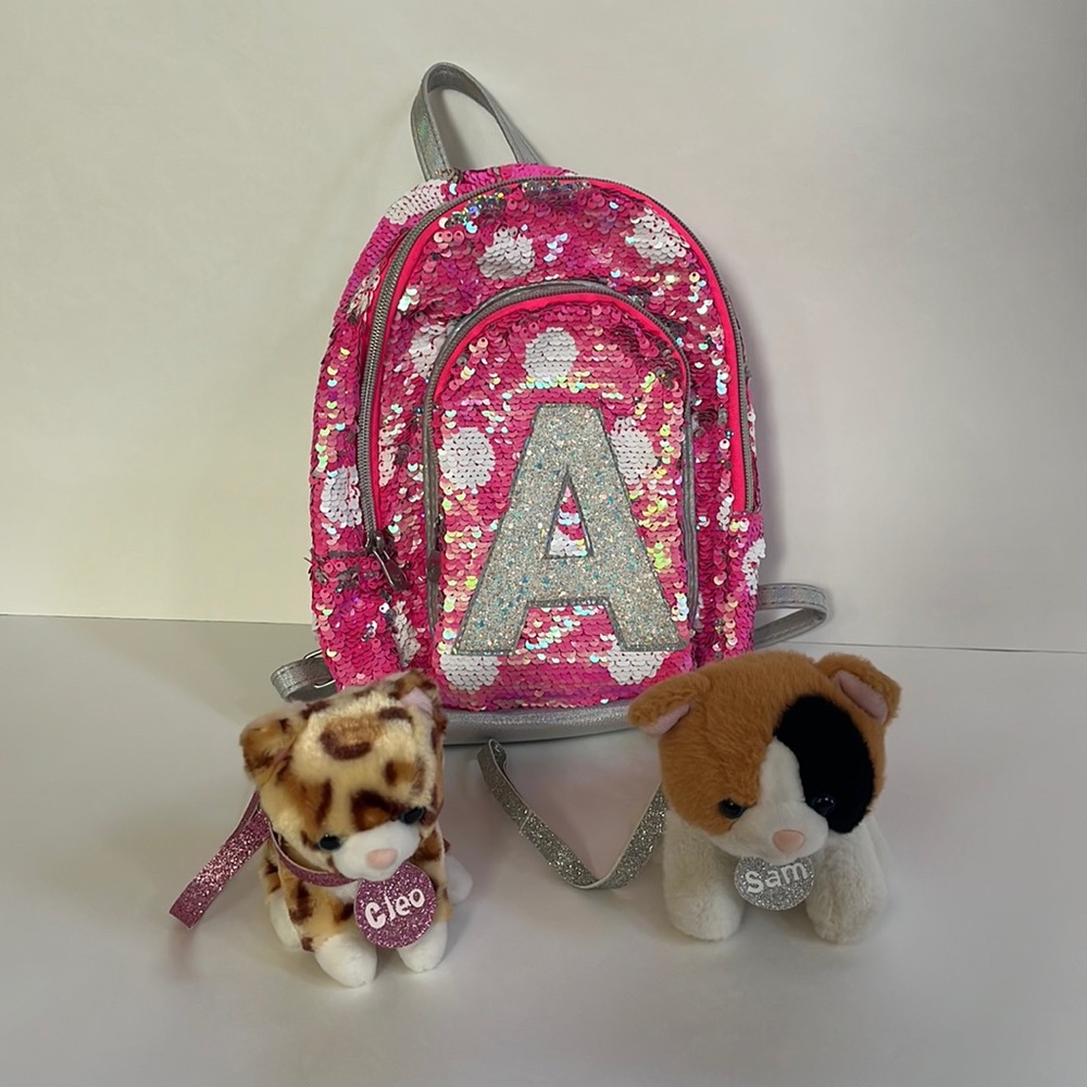 Justice mini backpack + extras